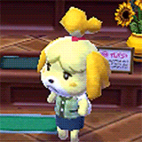 isabelle from animal crossing pondering something. (literally me in videogame form)
